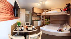 Family studio with kitchenette and bunk bed 