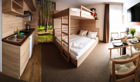 Family studio with kitchenette and bunk bed 