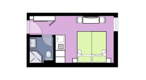 Studio with kitchenette